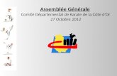 Assemblée Générale Comité Départemental de Karate de la Côte d’Or 27 Octobre 2012