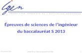 Épreuves de sciences de l’ingénieur du baccalauréat S 2013