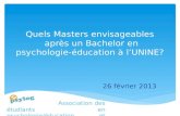 Quels Masters envisageables  après un Bachelor en psychologie-éducation à l’UNINE?