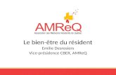 Le bien-être du résident Emilie Desrosiers Vice-présidence CBER,  AMReQ