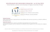 SOUTENANCE DE MEMOIRE D’ANALYSE : le 22 Mai  2012 V ersion  keynotes  :  point de vue de l’employeur et logique Comp & Ben Manager