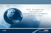 EDC - En appui aux exportations et investissements Canadiens au Moyen Orient