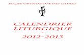 Calendrier liturgique 2012 - 2013