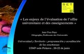Evaluation. Jean Yves Puyo