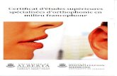 Certificat d'etudes superieures specialisees d'orthophonie enmilieu francophone