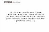 Arrêt de Parlement Qui Condamne à Être Lacérés Et Brûlés Dans La Cour Du Palais Un Mémoire Justificatif (1786)