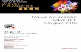 Revue de presse - festival OFF d'Avignon - 15 juillet 2015