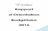 Rapport d'Orientation Budgétaire 2016