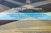 Actes du Colloque sous régional Causes et moyens de prévention ...