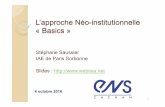 L'approche Néo-institutionnelle « Basics »
