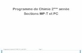 Programme de Chimie 2ème année Sections MP-T et PC