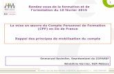 La mise en oeuvre du Compte personnel de formation (CPF) en Ile-de-France