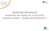 Restitution Atelier Assistant personnel 1 du 22/03/2016