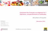 « Les Français et l’automédication » sondage décembre 2015 Mediaprism/ 60 millions de consommateurs