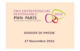 6ème édition du Prix Entrepreneure Responsable, dossier de presse, Paris