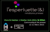 Vivre & Habiter- L’Atelier Unik 2013, l'heure est au bilan.