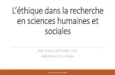L’éthique dans la recherche en sciences humaines et sociales