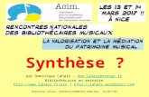 Synthèse des RNBM 2017 "Valorisation et médiation du patrimoine musical en bibliothèque"