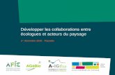 Développer les collaborations entre écologues et acteurs du paysage - AFIE, AGéBio, A-IGéco, Unep-Les Entreprises du Paysage