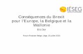 Prof. Éric Dor: Conséquences du Brexit pour l'Europe, la Belgique et la Wallonie