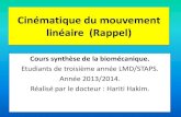 Cinématique du mouvement linéaire (Rappel) · PDF fileCinématique du mouvement linéaire (Rappel) Cours synthèse de la biomécanique. Etudiants de troisième année LMD/STAPS.