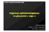 Urgences ophtalmologiques: Le glaucome « · PDF fileTout œil rouge présenté en urgence doit être considéré comme une hypertension oculaire aiguë jusqu’à preuve du contraire!