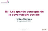 III - Les grands concepts de la psychologie sociale · PDF fileDifférence avec la psychologie de la personnalité : le type d’explication causale - Psychologie sociale : emphase