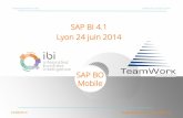 SAP BI 4.1 Lyon 24 juin 2014 SAP BO Mobile - ibi-conseil.com · Sommaire • SAP BI 4.1 juin 2014 –Présentation Générale –Environnement –Nouveautés –Document Mobilité