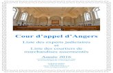 Cour d’appel d’ · PDF file · 2016-01-06Cour d’appel d’Angers Liste des experts judiciaires et Liste des courtiers de marchandises assermentés Année 2016 assemblée générale