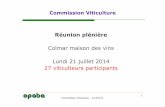 Réunion plénière - OPABA · Commission Viticulture – 21/07/14 1 Réunion plénière Colmar maison des vins Lundi 21 juillet 2014 27 viticulteurs participants Commission Viticulture