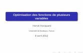 optimisation Des Fonctions De Plusieurs Variables - Labri · Optimisation des fonctions de plusieurs variables Herve Hocquard´ Universite de Bordeaux, France´ 8 avril 2013