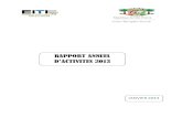 RAPPORT ANNUEL - Homepage | Extractive Industries ... Rapport d’activités 2013 Conseil National de l’Initiative pour la Transparence des Industries Extractives (CN-ITIE) Siège
