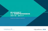 Budget de dépenses 2016-2017 - Crédits des ministères et ... · 2016 2017 BUDGET DE DÉPENSES Crédits des ministères et organismes pour l’année ˜nancière se terminant le