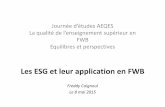 Les ESG et leur application en FWB - aeqes.be©e d’études AEQES La qualité de l’enseignement supérieur en FWB Equilibres et perspectives Les ESG et leur application en FWB