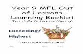 Year 9 MFL Out of Lessons Learning Booklet · groups différents et surtout je voudrais voir Daft Punk. a) b) c) d) e) f) g) h ... Score : /10 : Les bonnes résolutions