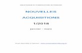 NOUVELLES ACQUISITIONS 1/2018 - fr.ch · COF / BCU Fribourg - Liste des nouvelles acquisitions no. 1 janvier-mars 2018 2 TABLE DES MATIERES BOIS ..... 3-4