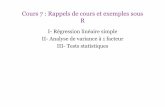 Cours 7 : Rappels de cours et exemples sous Riml.univ-mrs.fr/~reboul/R-cours 7.pdf · Le modèle de régression linéaire simple: exemple > anova(regression) Analysis of Variance