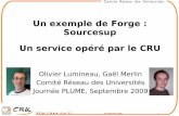 Un exemple de Forge : Sourcesup Un service opéré … · le consortium ESUP Portail, ... Sourcesup, portail d’hébergement de projet. 22 septembre 2009 11 Utilisation de Sourcesup