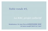 Table ronde #1, La RAC, projet collectif · • Nelly LIGET, IDE, Anne PERACINO, diététicienne, Hôpitaux des Pays du Mont-Blanc, ... Aide soignante Ostéo-Hypnose Patient/expert