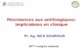 Résistances aux antifongiques: implications en clinique · de résistances aux antifongiques Par la mesure in vitro de la CMI d'un antifongique pour l'agent pathogène Résistance