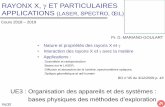 RAYONX X, ET PARTICULAIRES APPLICATIONS (LASER…scinti.edu.umontpellier.fr/files/2018/09/RI-LASER-SPECTRO-2018-PDF.… · PACES RAYONS X RADIOACTIVITE INTERACTIONS DOSIMETRIE LASER