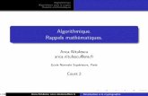 Algorithmique. Rappels mathématiques. - di.ens.frnitulesc/files/crypto2.pdf · Algorithmique Algorithmespourlacrypto Rappelsmathématiques Déﬁnition Complexitédesalgorithmes