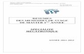 RESUMES DES MEMOIRES DE STAGEchateaut.free.fr/stages/RecueilStages_M1_1112.pdf · LabVIEW dispensées en Licence. Master 1 MECATRONIQUE ... grande importance pour l’entreprise puisqu’il