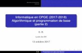 Informatique en CPGE (2017-2018) Algorithmique et ... · Boucles et itérations Calculs Informatique en CPGE (2017-2018) Algorithmique et programmation de base (partie 2) S. B. Lycée