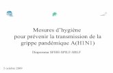 Mesures d’hygiène pour prévenir la transmission de la ...nosobase.chu-lyon.fr/recommandations/sfhh/2009_FormationGrippeAH… · Principes généraux de la transmission du virus
