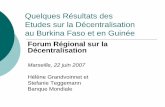 Quelques Résultats des Etudes sur la Décentralisation au ... · Etudes sur la Décentralisation au Burkina Faso et en Guinée ... Emprunt Code le prévoit, à explorer - Capacité
