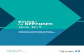 Budget des dépenses 2016-2017 - Crédits et plans de ... · Plan annuel de gestion des dépenses ... projets de loi à l’Assemblée nationale et en commission parlementaire et