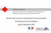 CampusFrance-Coordinateurs EM Bordeaux nov 2012[1] [Mode ...€¦ · Séminaire de bonnes pratiques Jeudi 6 décembre 2012. ... 25,5 millions d’euros de budget en 2012. ... destinent