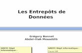 Les Entrepôts de Données - gregory.bonnet.free.fr · Cours SIR Grégory Bonnet Abdel-Illah Mouaddib . ... Les données de certains sites sont maintenues pendant une longue période