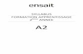 SYLLABUS FORMATION APPRENTISSAGE 2 ANNEEguide.ensait.fr/lib/exe/fetch.php?media=syllabus_a2_2015-16.pdf · > OBJECTIFS EN TERMES D’ACQUIS D ... Il aura une connaissance synthétique